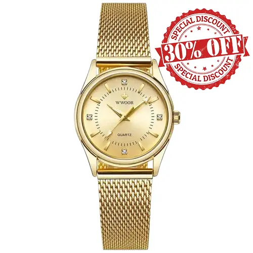 BIG SALE 30% OFF DISCOUNT Luxury Brand New Gold Watch Ladies + Free Gold Necklace Elegant Diamond Quartz Wrist Watches For Women