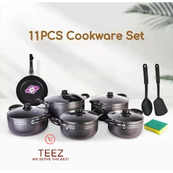 NEW ARRIVAL Jamespot Jp 11Pcs Heavy Non-Stick Granite Cooking Pot/Sufuria With Pan