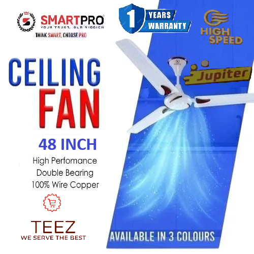 NEW ARRIVAL SmartPro Ceiling Fan 48 Inches with 3 Blades, 1 Year Warranty.