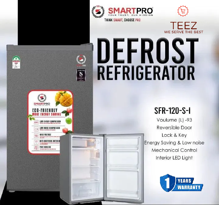 NEW ARRIVAL SMARTPRO 90Litres Refrigerator Single Door SFR-120S-I Mini Fridge 90L High Quality Fridge, 1 Year Warranty.
