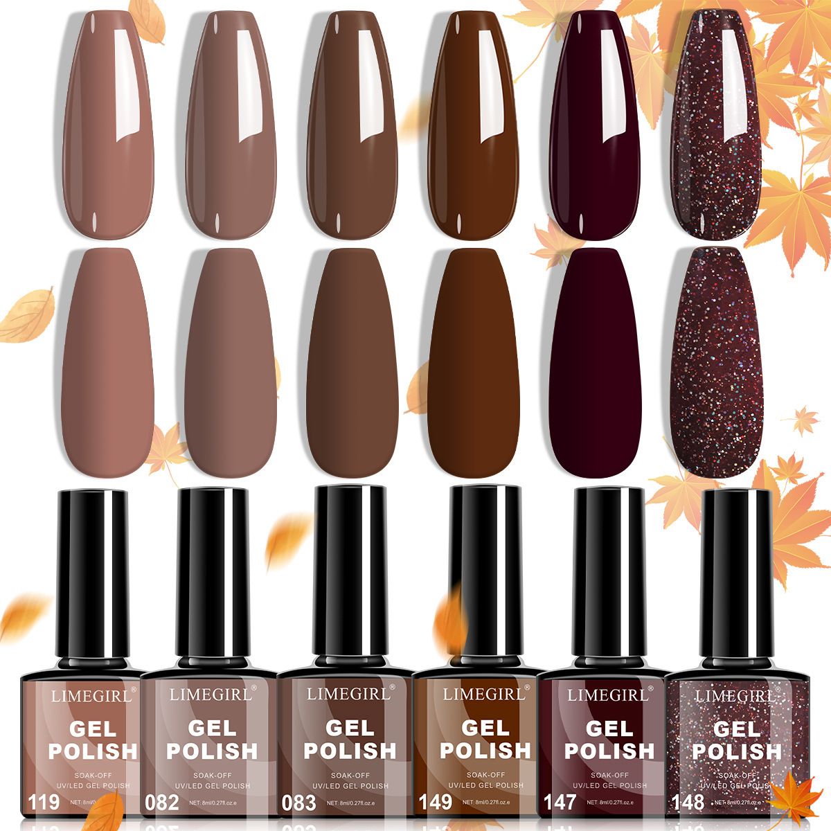 6PCS/SETS nail polish gel set, popular color series, used in nail salons Nail Art Kit  Manicure Nail Polish DIY Girls (8.5ml / bottles)