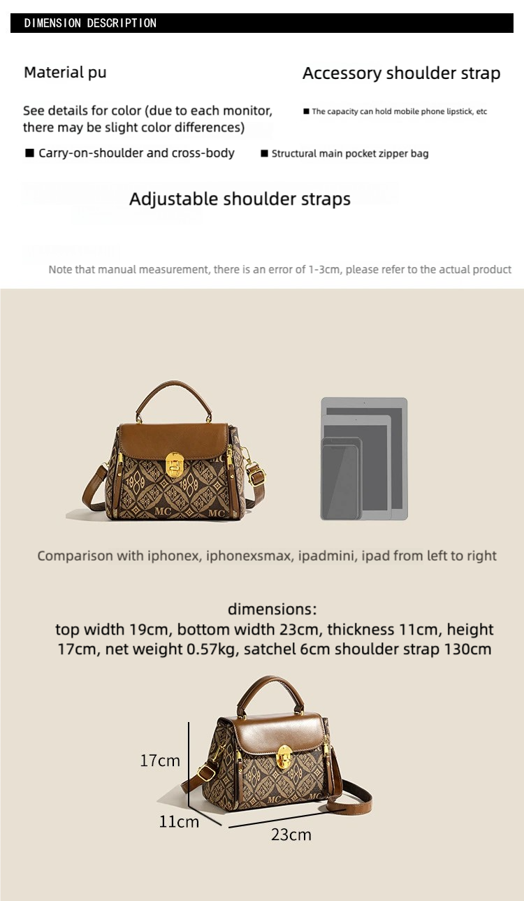 Crossbody Bags Letter printed handbag for women's small square bag, new autumn high-end exquisite single shoulder crossbody bag