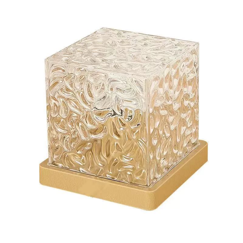Square Water Ripple Atmosphere Lamp, Bedside Night Light, Flame Aurora Dynamic Light Creative Girl Gift Bedhead Bedroom Flame Aurora Dynamic Desk Lamp