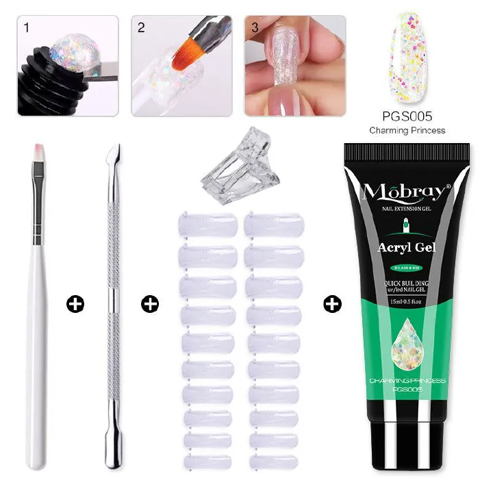 Nail enhancement crystal extension gel tool set Fast extension crystal model gel UV phototherapy gel