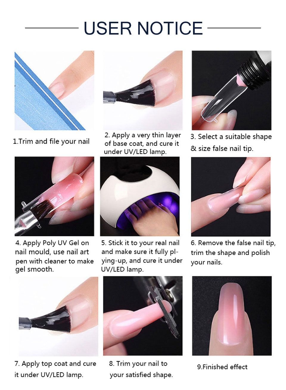 Nail enhancement crystal extension gel tool set Fast extension crystal model gel UV phototherapy gel