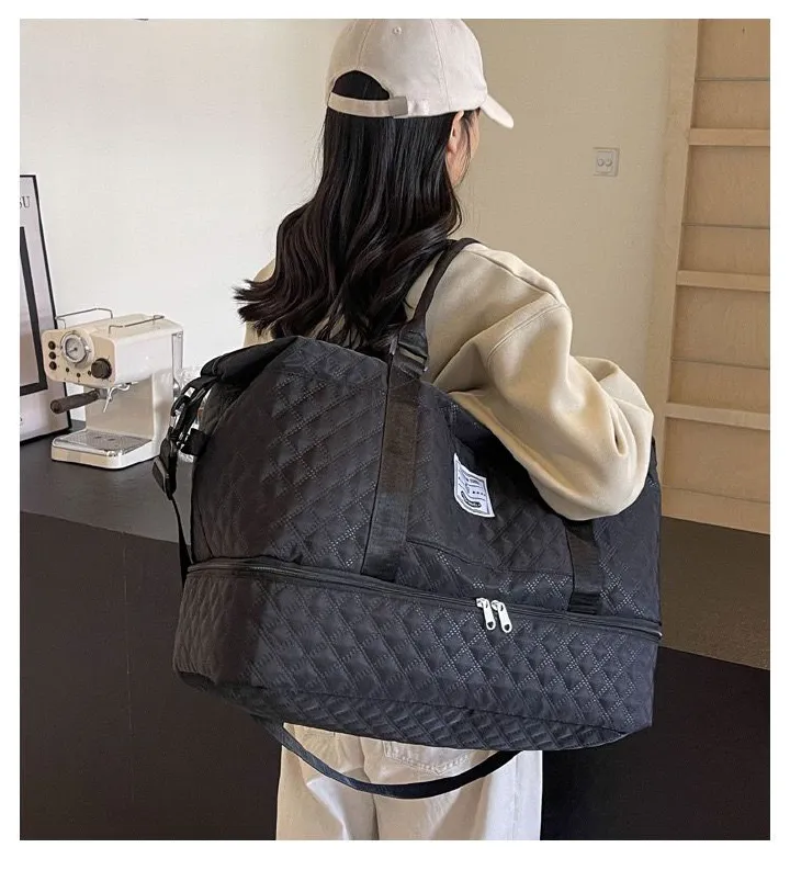 2 pcs/set Fitness bag two-piece design, Travel Bags Super-Capacity Short-distance Luggage Bags for Business Trips, Big Bags for Boarding Bags business luggage Large, dry and wet separation storage bag