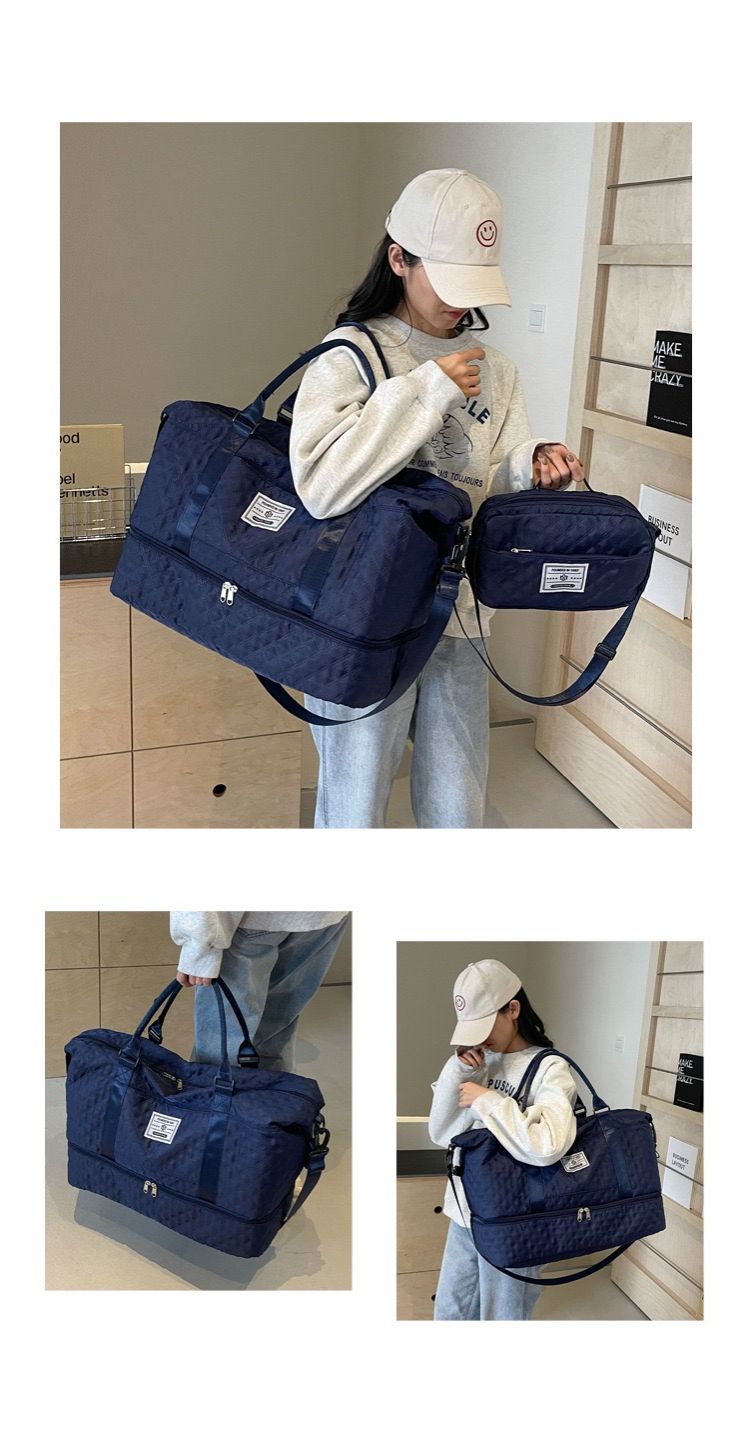 2 pcs/set Fitness bag two-piece design, Travel Bags Super-Capacity Short-distance Luggage Bags for Business Trips, Big Bags for Boarding Bags business luggage Large, dry and wet separation storage bag