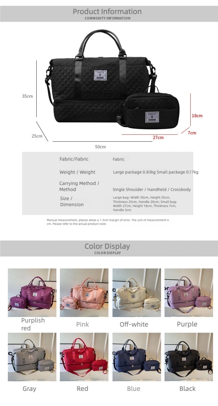 2 pcs/set Fitness bag two-piece design, Travel Bags Super-Capacity Short-distance Luggage Bags for Business Trips, Big Bags for Boarding Bags business luggage Large, dry and wet separation storage bag