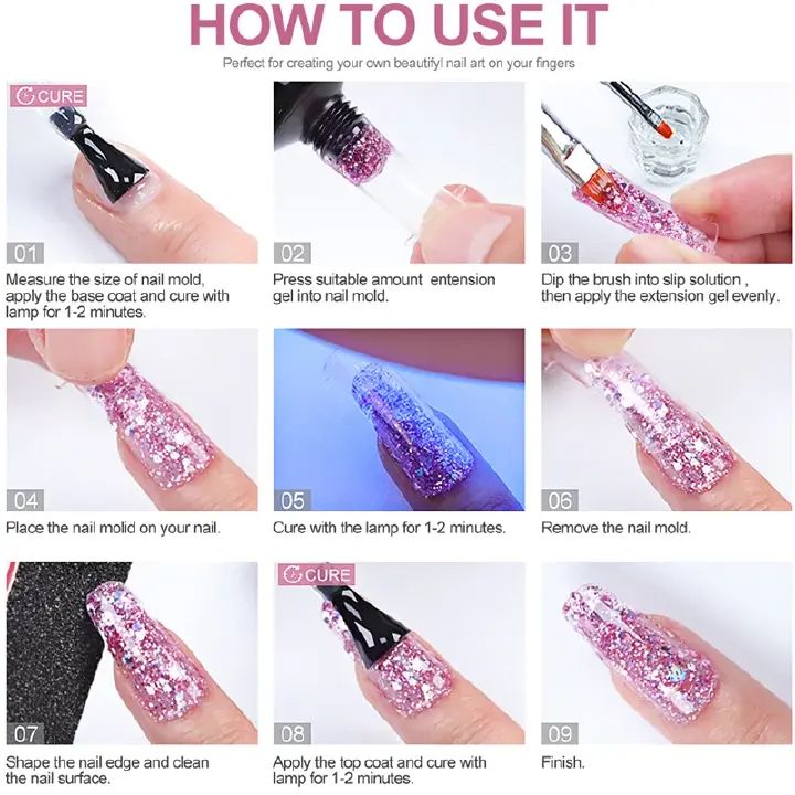 Nail enhancement crystal extension gel tool set Fast extension crystal model gel UV phototherapy gel