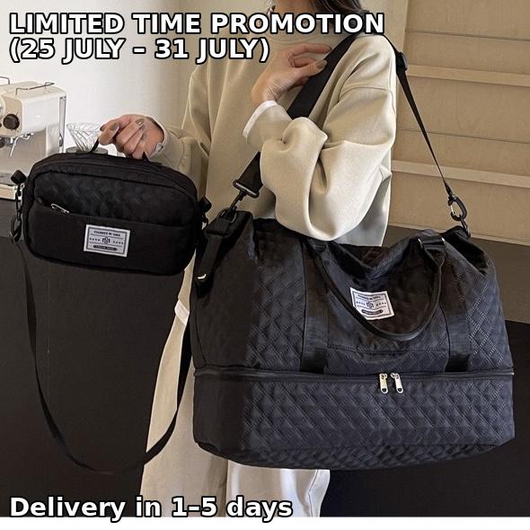 2 pcs/set Fitness bag two-piece design, Travel Bags Super-Capacity Short-distance Luggage Bags for Business Trips, Big Bags for Boarding Bags business luggage Large, dry and wet separation storage bag