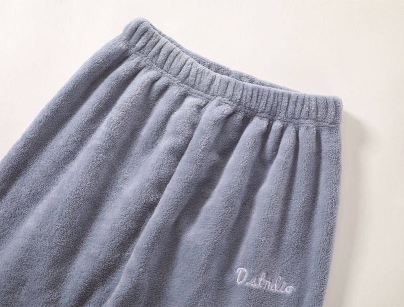 2 pieces set Pajamas Coral fleece men's and women's winter warm and plush thick loose home clothes sleepwear sportswear outerwear