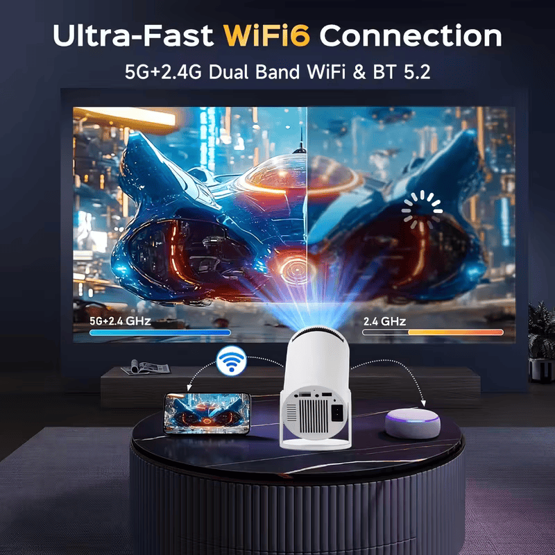 Portable HY300 HD Projector for Home/Outdoor Use - Android 11 Built-in, Easy Phone Casting, Includes HDMI & 16G Drive