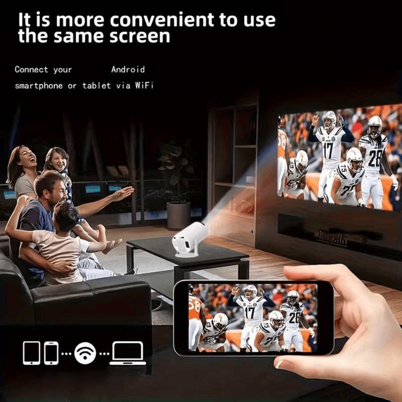 Portable HY300 HD Projector for Home/Outdoor Use - Android 11 Built-in, Easy Phone Casting, Includes HDMI & 16G Drive