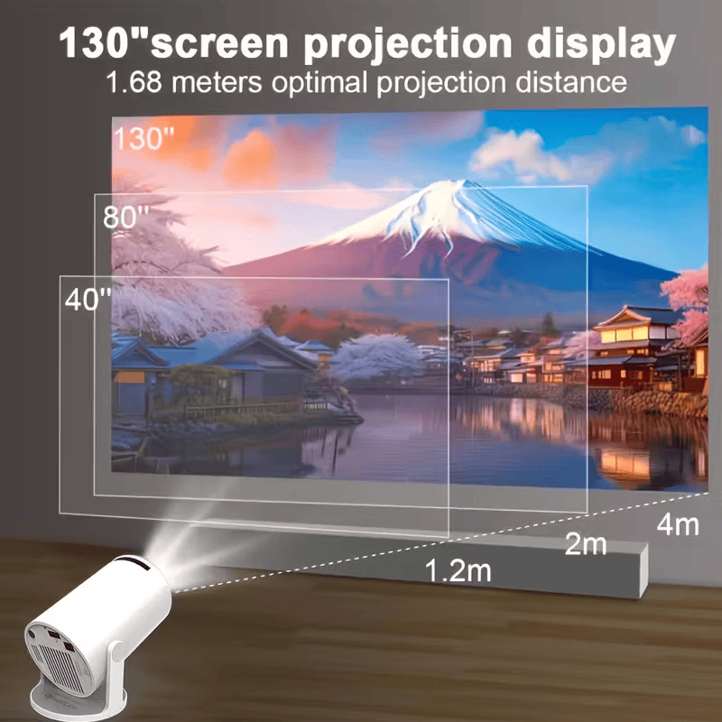 Portable HY300 HD Projector for Home/Outdoor Use - Android 11 Built-in, Easy Phone Casting, Includes HDMI & 16G Drive