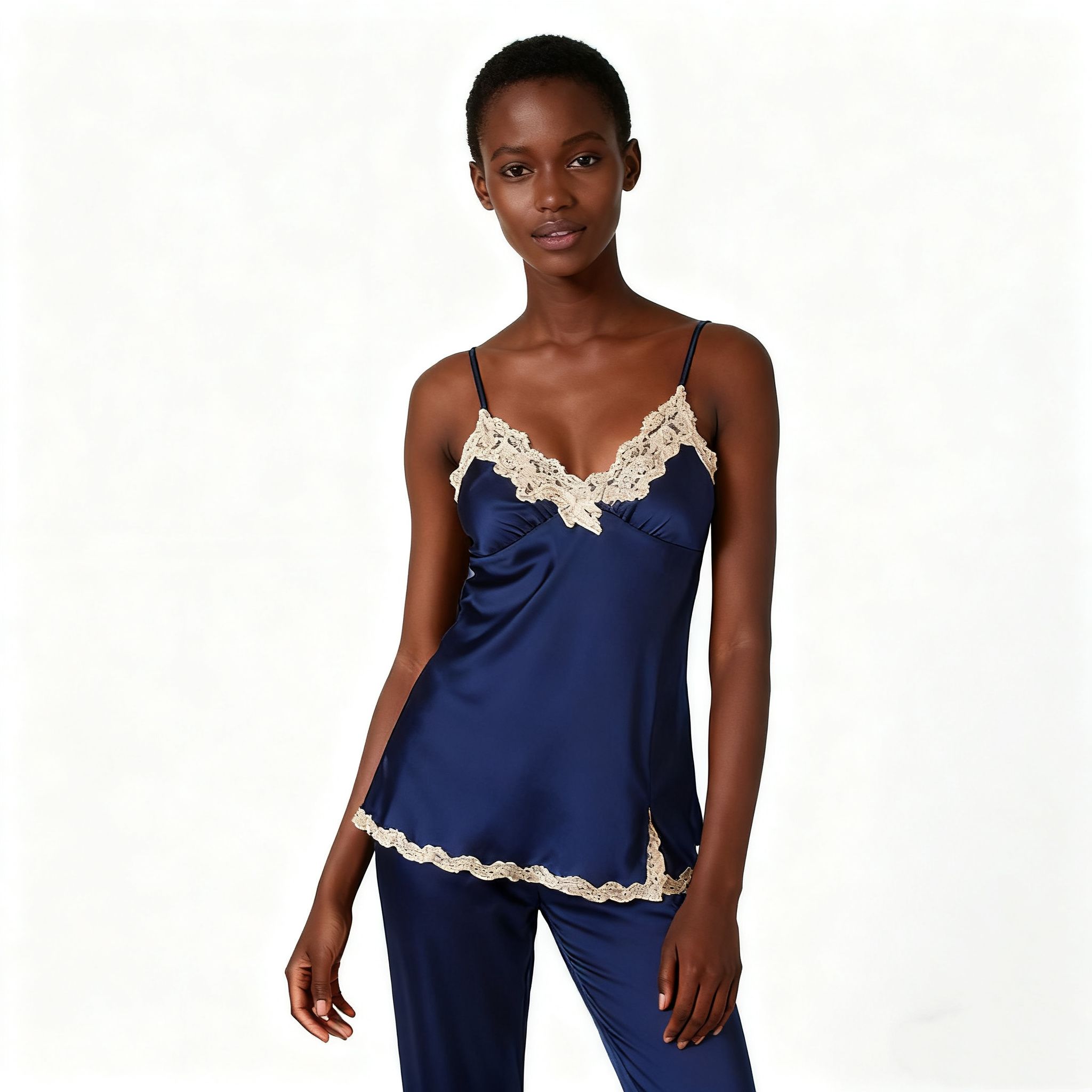 5-piece Set Women's Pajamas Lingerie Suit Nightwear pajamas and nightgowns luxury V-neck , lace satin camisole, three-quarter sleeve nightgown wholesale