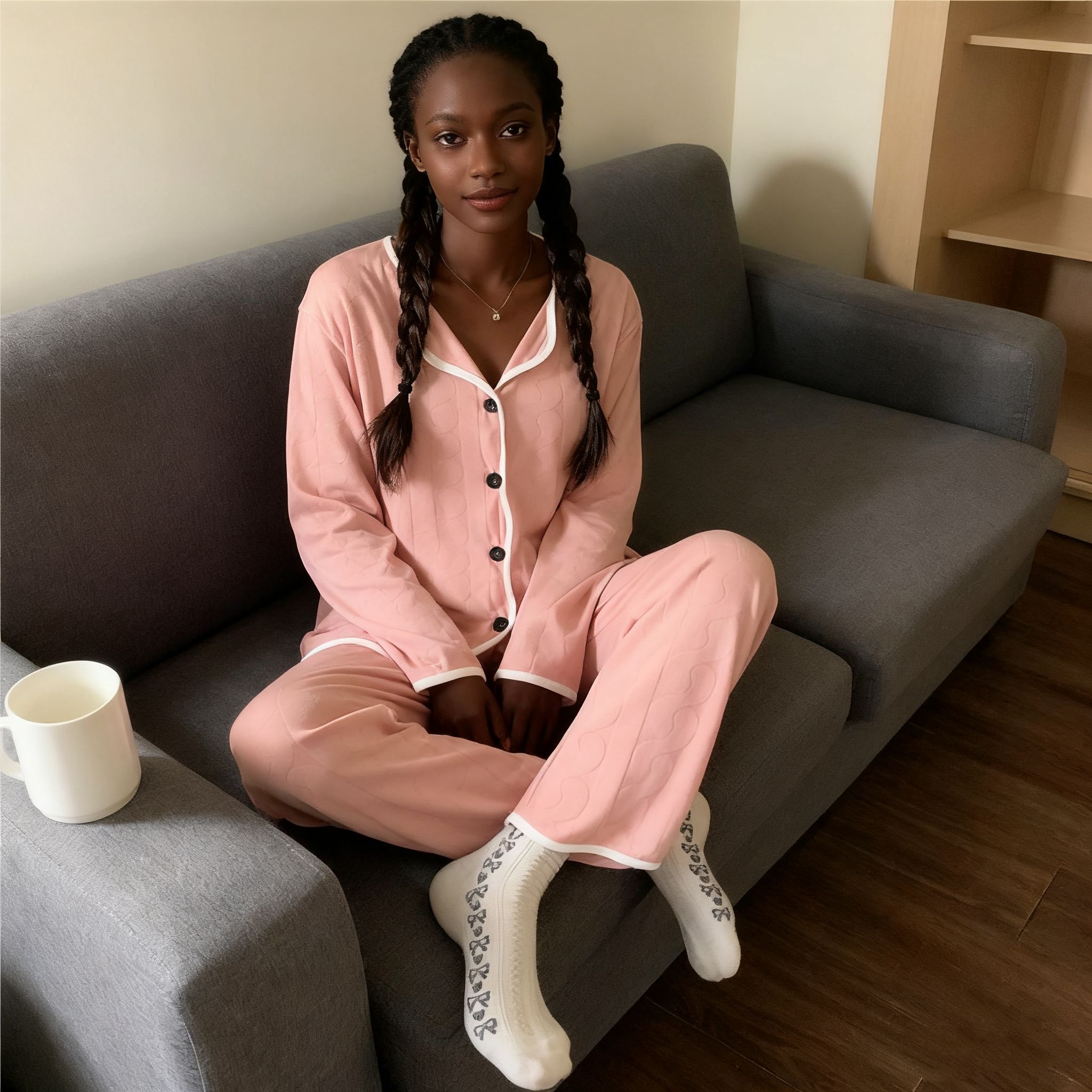 Women's 2pcs pajama set leopard print long-sleeved with top and pants for autumn and winter, casual loungewear