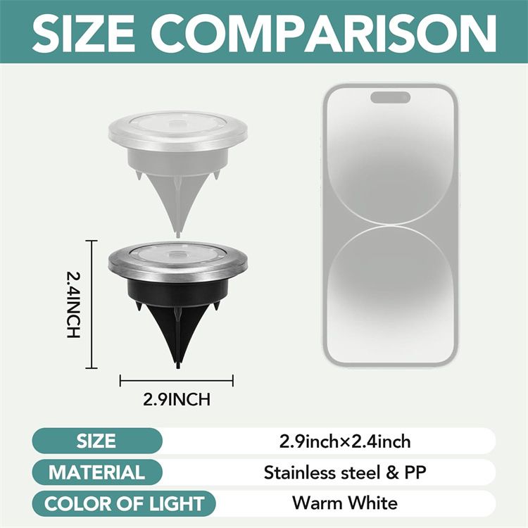 4 pcs/set Outdoor solar powered 8LED stainless steel buried light, courtyard lawn light, road garden ground plug-in light