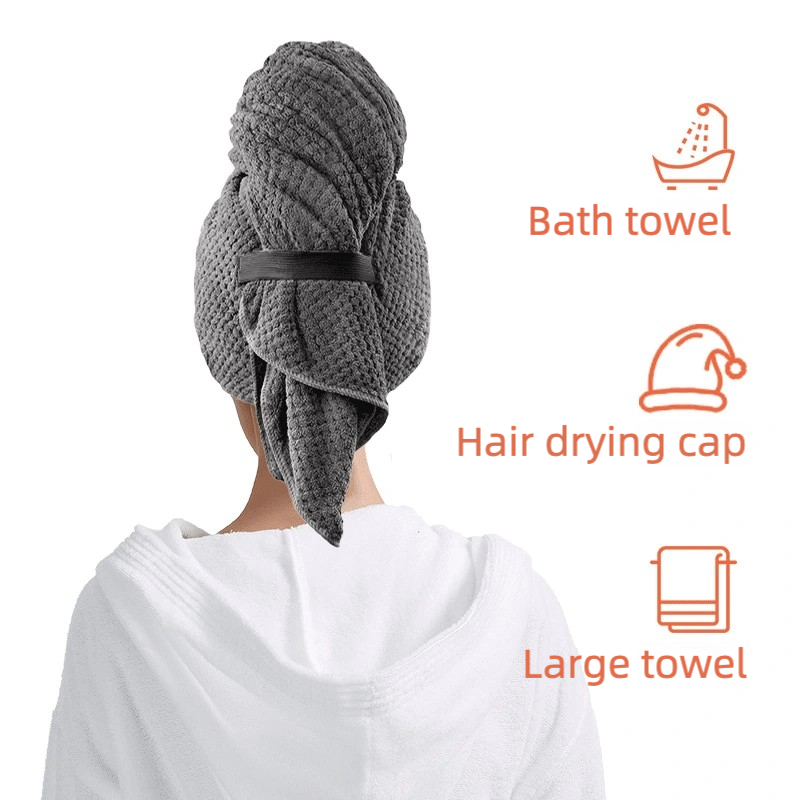 High density large  sized towel  coral fleece headband can be used as a pineapple and drying cap bath towel and shower cap