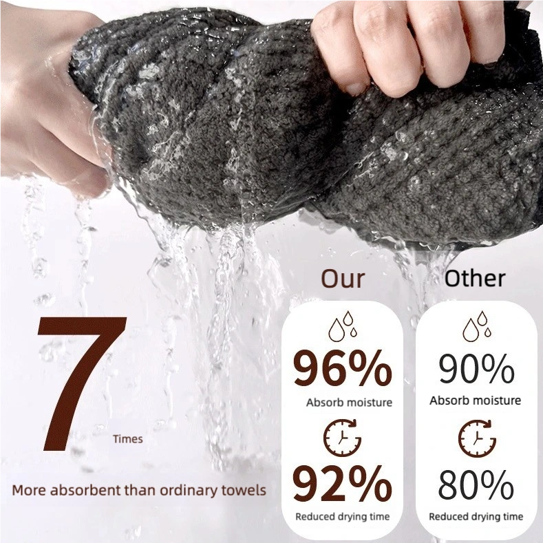 High density large  sized towel  coral fleece headband can be used as a pineapple and drying cap bath towel and shower cap