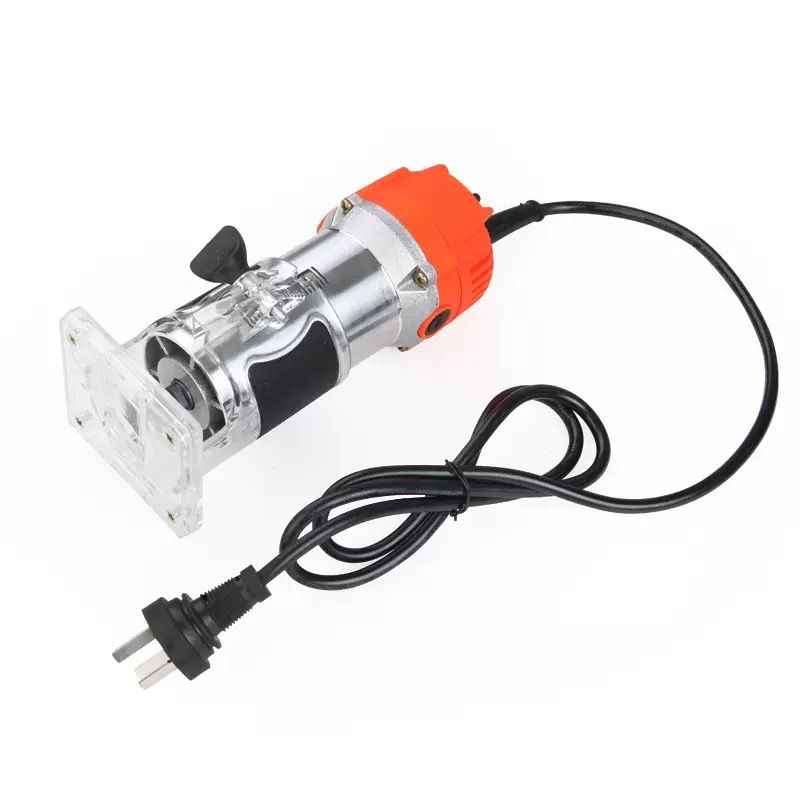 800W Electric Wood Router Trimmer – Woodworking Laminate Trimmer Machine with 15pcs Router Bits, Edge Guide & Roller Guide