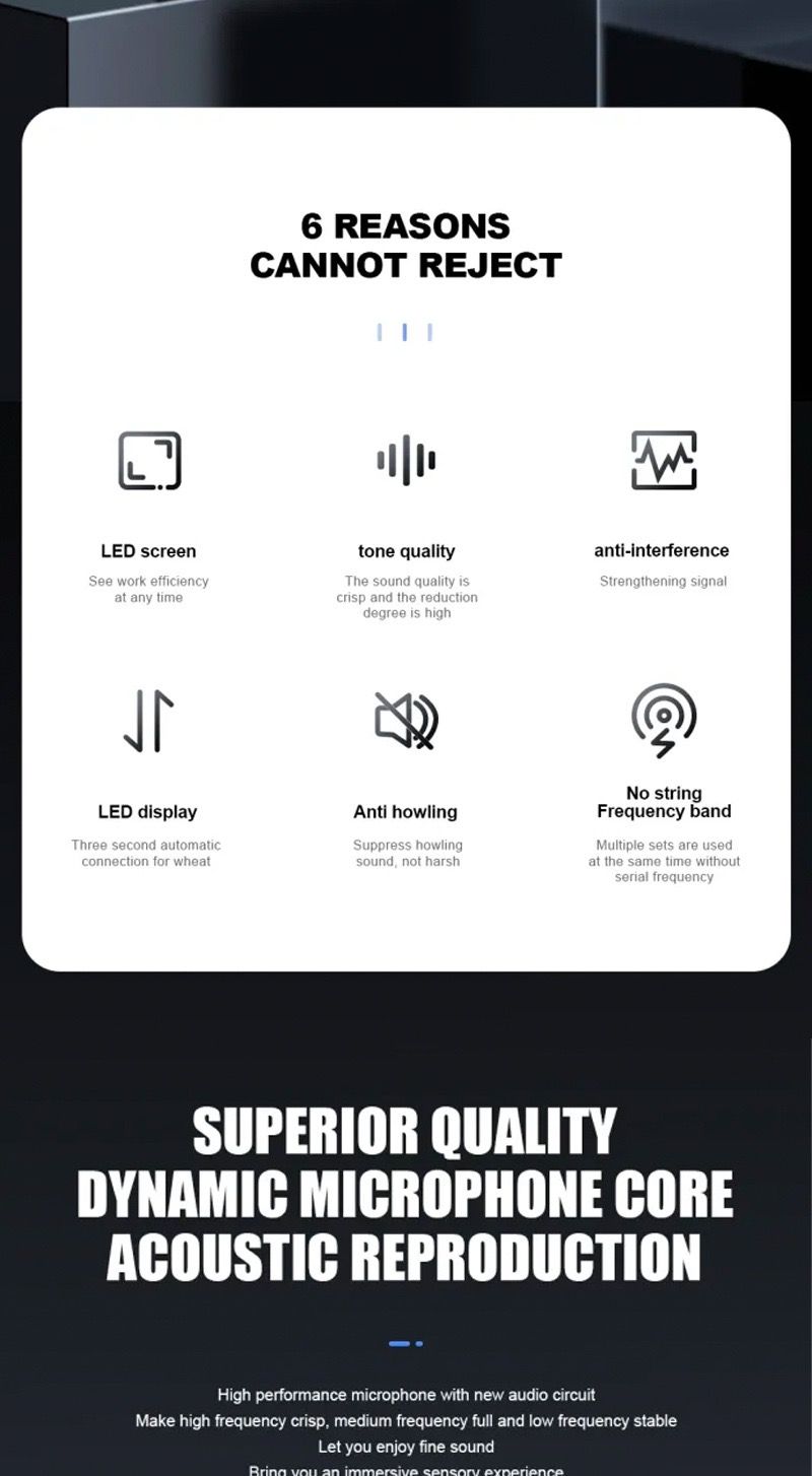 2-Channel  Wireless one-to-two dessert live streaming charging microphone System,High Volume & Anti-Feedback Microphone | Clear and Stable Sound Output