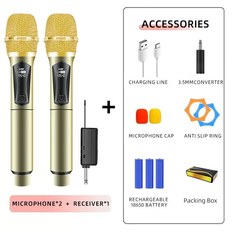 2-Channel  Wireless one-to-two dessert live streaming charging microphone System,High Volume & Anti-Feedback Microphone | Clear and Stable Sound Output