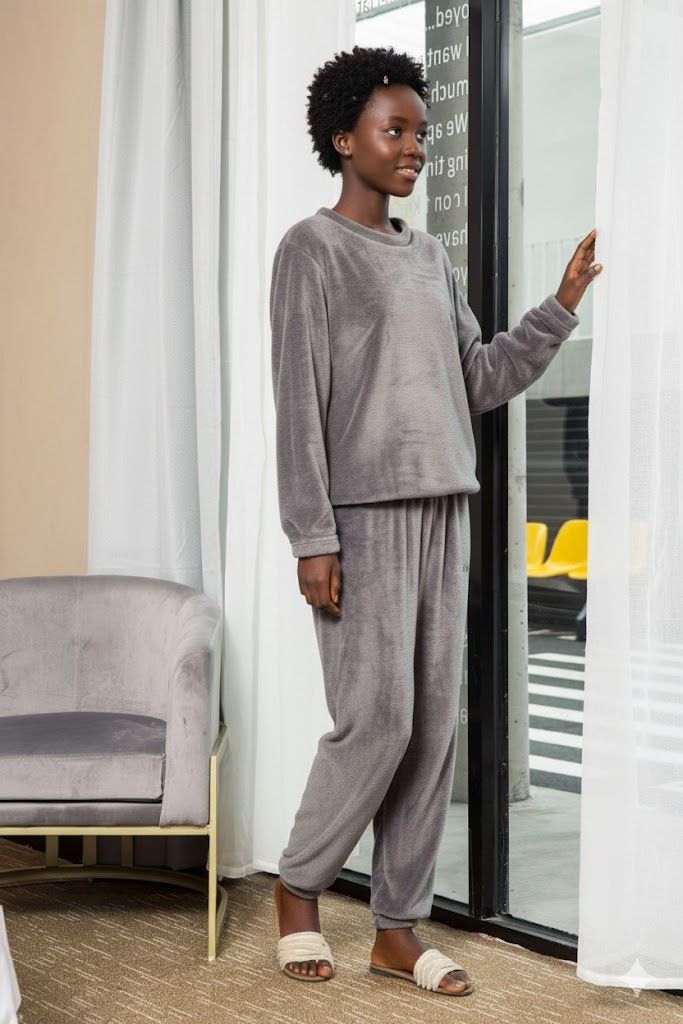 2 pieces set Pajamas Coral fleece men's and women's winter warm and plush thick loose home clothes sleepwear sportswear outerwear