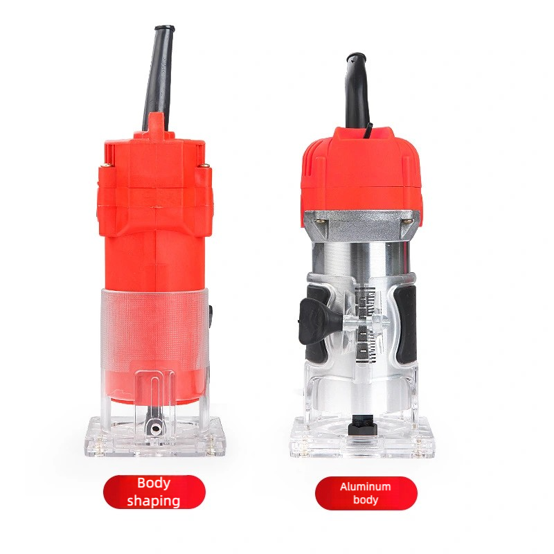 800W Electric Wood Router Trimmer – Woodworking Laminate Trimmer Machine with 15pcs Router Bits, Edge Guide & Roller Guide