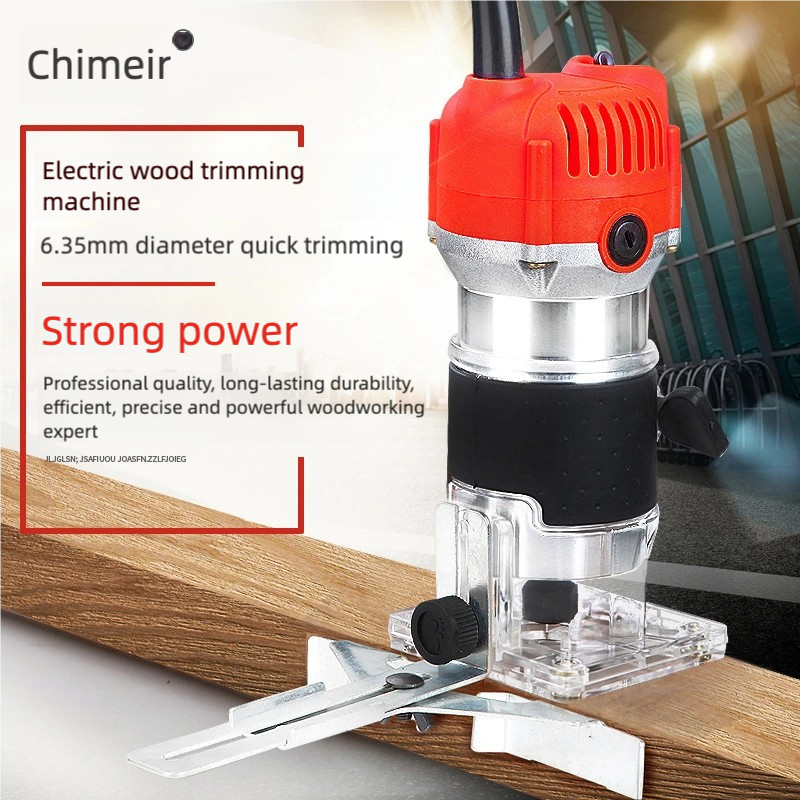800W Electric Wood Router Trimmer – Woodworking Laminate Trimmer Machine with 15pcs Router Bits, Edge Guide & Roller Guide