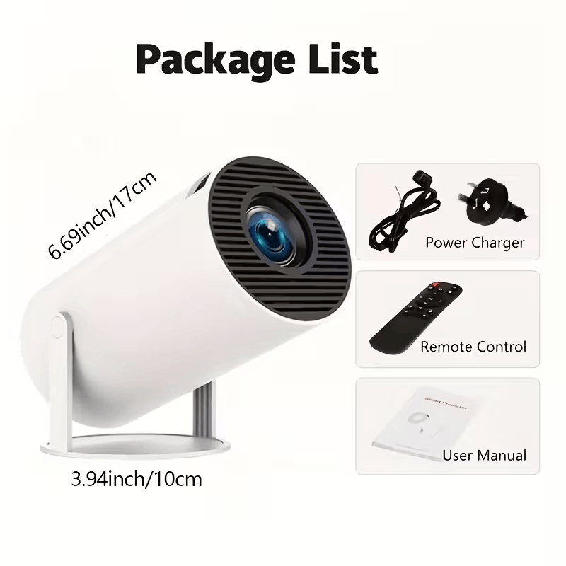 Mini ultra-high-definition portable screen mirroring projector, wireless projection, HDMI connection, USB flash drive support, 720P resolution,1HDMI line as gift