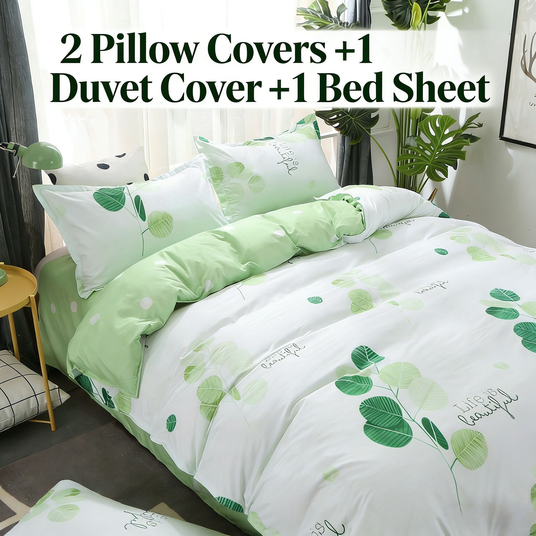 4Pcs of  Bedding Sets Comforter Set Bedding Duvet Covers Set ( 1 Duvet Cover, 2 Pillow cases and 1 Bed-sheet ) Bedding Set(NO Duvet&Pillow)