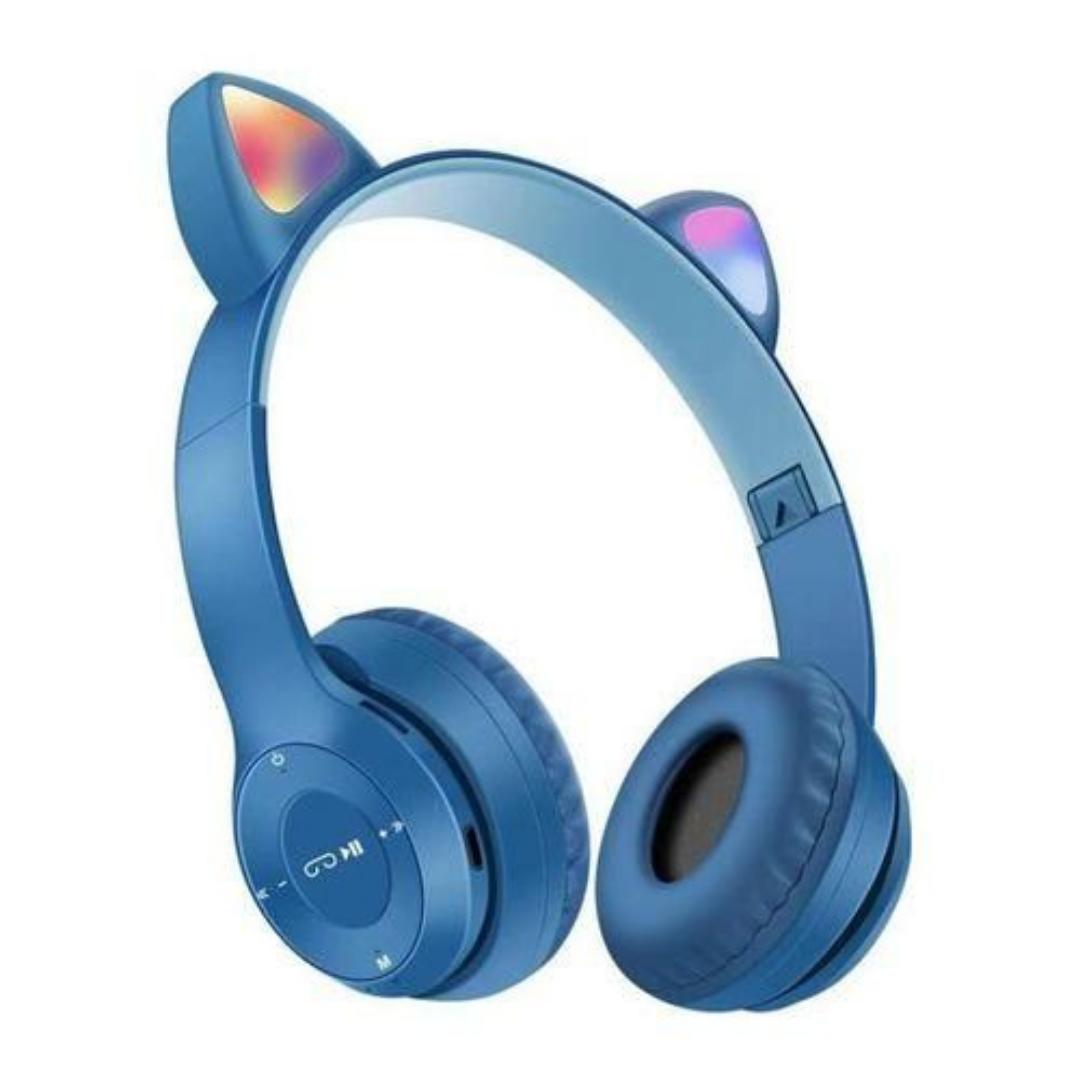 P47 Cat Ear Bluetooth Wireless Headphones – Stylish, Foldable, and RGB LED