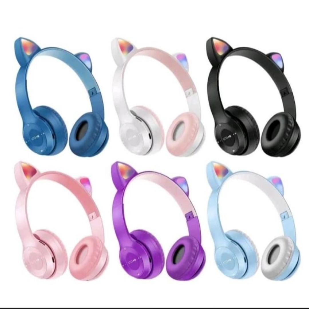 P47 Cat Ear Bluetooth Wireless Headphones – Stylish, Foldable, and RGB LED