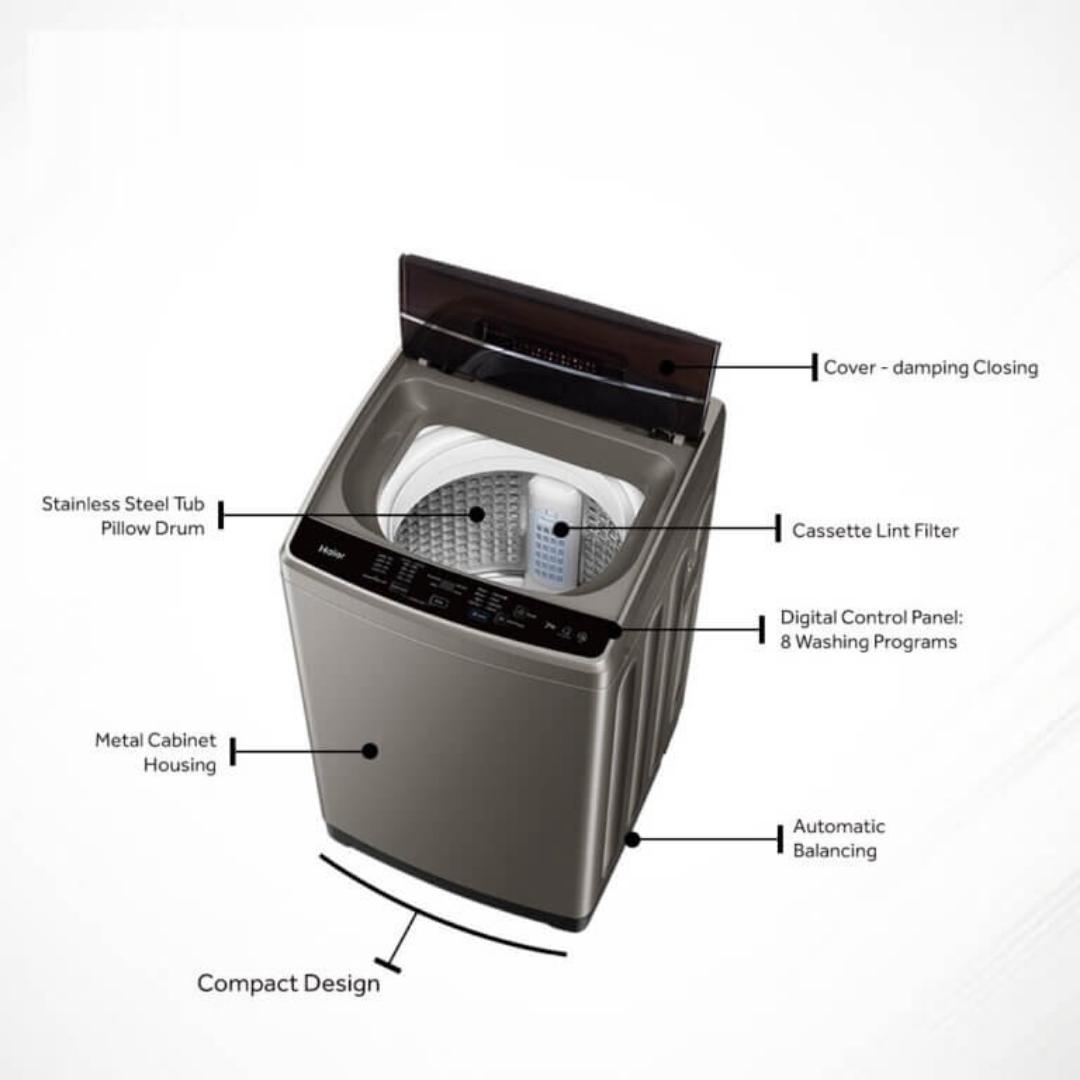 Haier 8kg Full Automatic Top Loader Washing Machine- Powerful, efficient, and hassle-free laundry care.- 𝑯𝑾𝑴80-1269𝑺6
