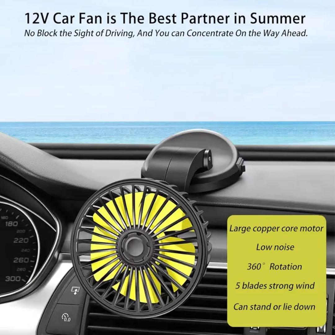 𝐂𝐚𝐫 𝐅𝐚𝐧, 12𝐕 𝐂𝐨𝐨𝐥𝐢𝐧𝐠 𝐀𝐢𝐫 𝐂𝐢𝐫𝐜𝐮𝐥𝐚𝐭𝐨𝐫, 360 𝐃𝐞𝐠𝐫𝐞𝐞 Adjustable Automobile Vehicle Fan That Plugs into Cigarette Lighter/Low Noise for Car Truck Van SUV RV Boat(12V)