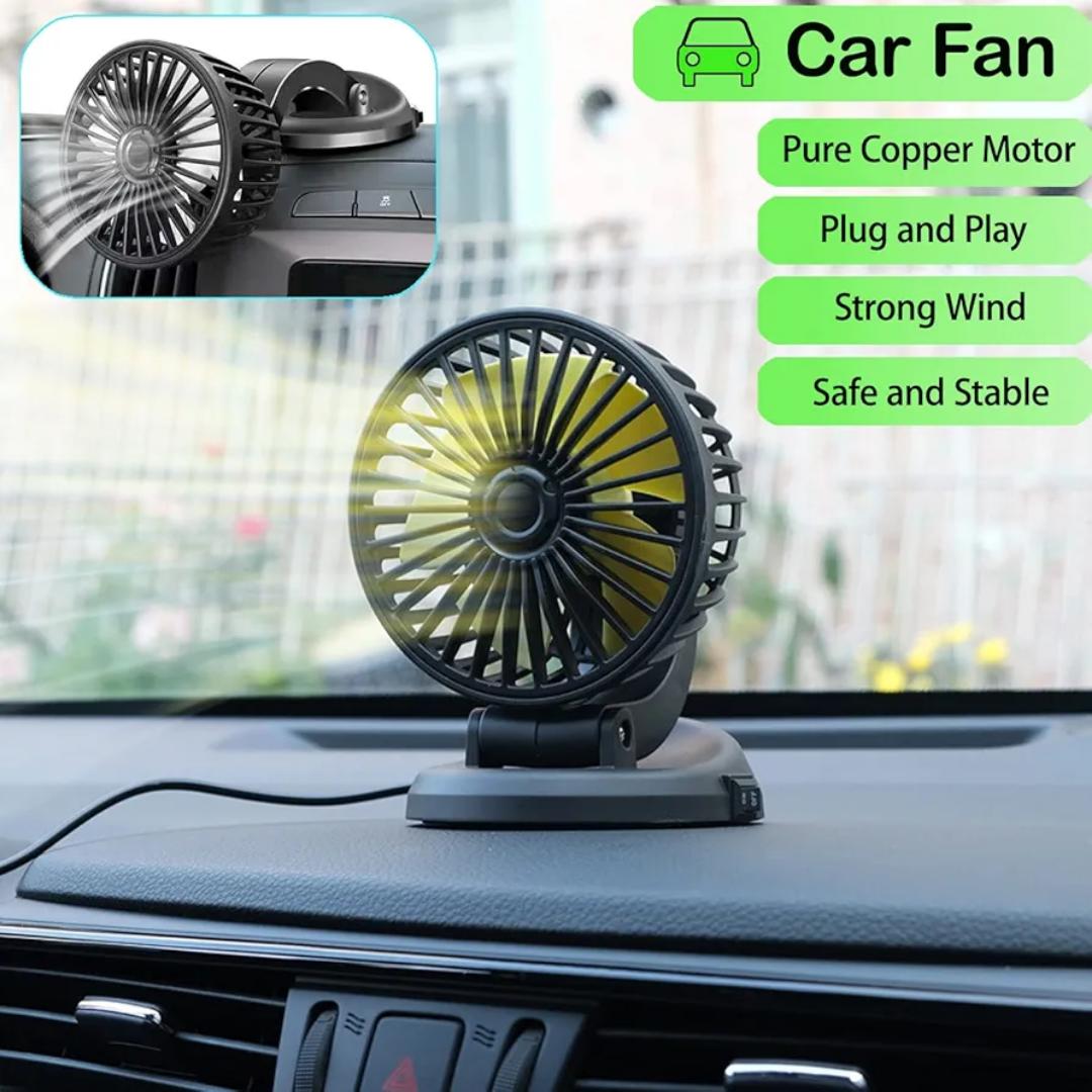 𝐂𝐚𝐫 𝐅𝐚𝐧, 12𝐕 𝐂𝐨𝐨𝐥𝐢𝐧𝐠 𝐀𝐢𝐫 𝐂𝐢𝐫𝐜𝐮𝐥𝐚𝐭𝐨𝐫, 360 𝐃𝐞𝐠𝐫𝐞𝐞 Adjustable Automobile Vehicle Fan That Plugs into Cigarette Lighter/Low Noise for Car Truck Van SUV RV Boat(12V)