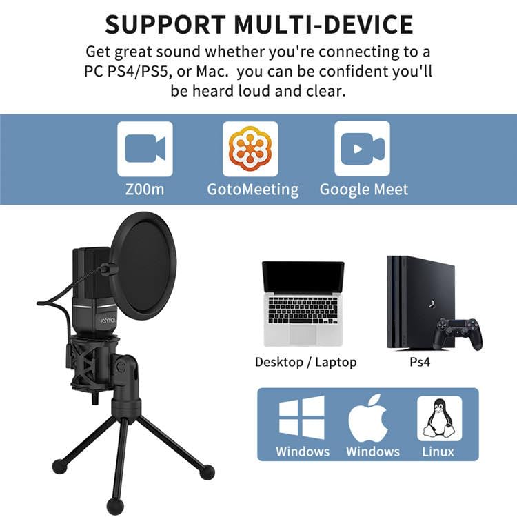 YANMAI SF-666R RGB USB Condenser Microphone – Omni-Directional Noise Cancelling Desktop Mic with LED Lights, Portable, Lightweight, Plug & Play for Streaming, Gaming, Podcasting