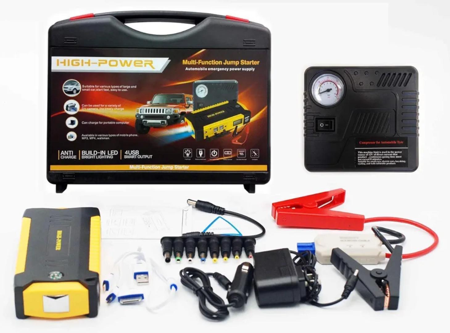 Bashatec Combo Pack of 2 High Power 12V Portable Midi Jump Starter| Car Jumper Booster| Mobile Phone Laptop Battery Charger | Tyre Inflator Pump