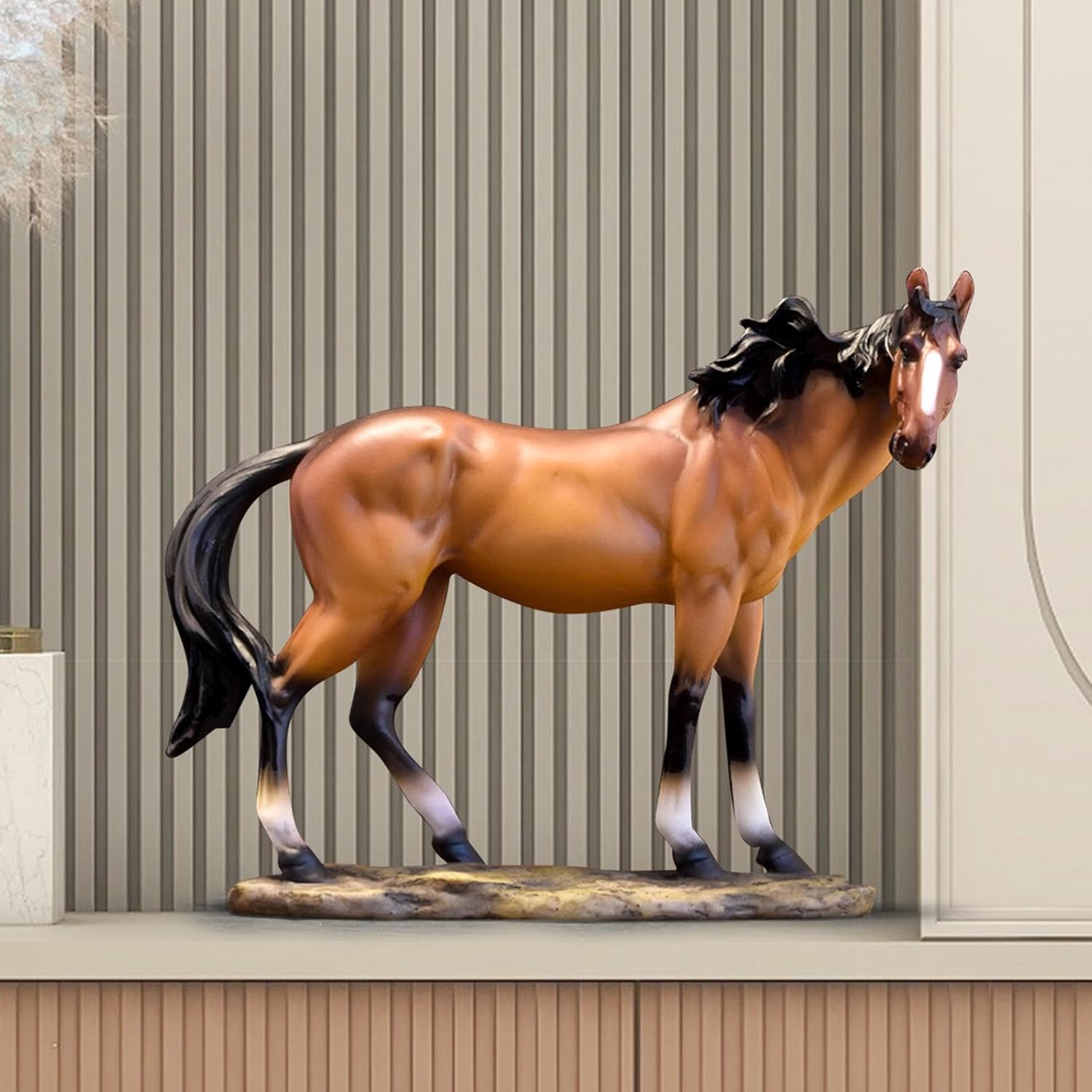 Horse Figurine Collection Tabletop Ornament for Fireplace Office Centerpiece Brown