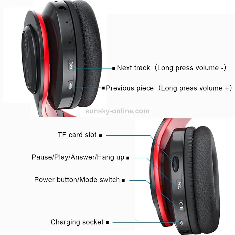 (Ava）B39 Over-Ear Wireless Bluetooth V5.0 Headphones Sport Earphones Retractable Earbuds Headsets Large Capacity Battery Earphones Workout Earphones Durable Earphones with Microphone Music