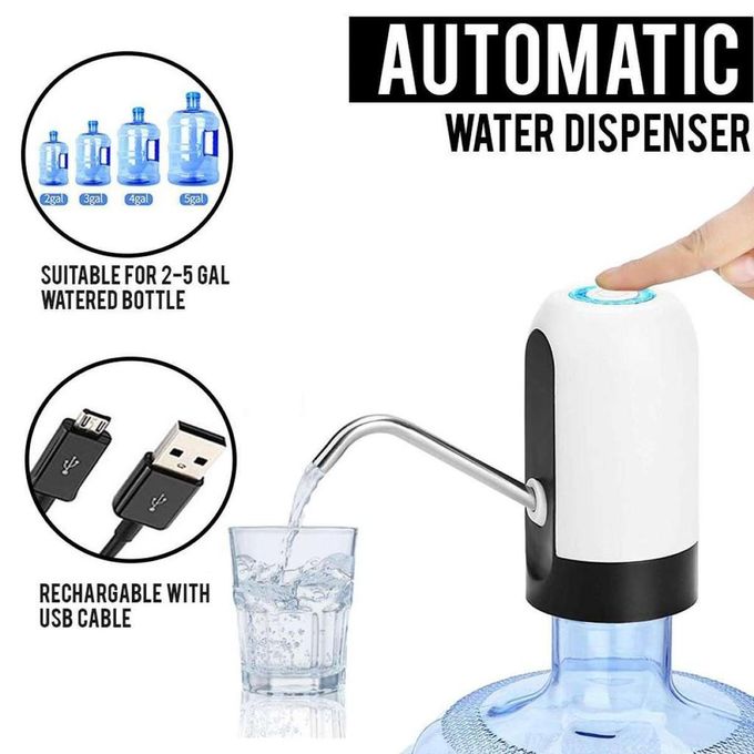 Rechargable Wireless Auto Electric Gallon Bottled Drinking Water Pump Dispenser Switch, Automatic Electric Water Drinking Portable Button Pump for Kitchen Home Office and Outdoor Camping