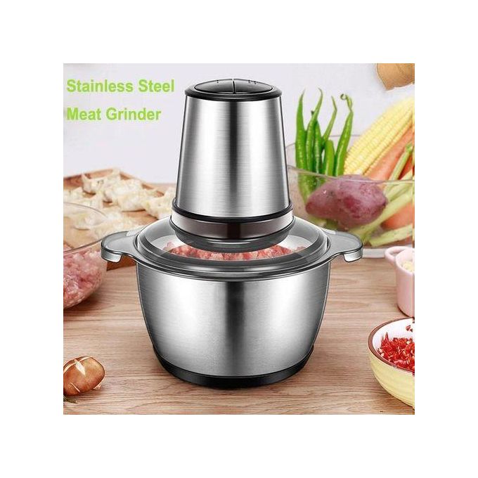 2L Stainless Steel Electric Meat Grinder Meat Chopper Food Chopper Food Grinder Meat Mincer Food Processor Machine For Meat Vegetables Fruits And Nuts