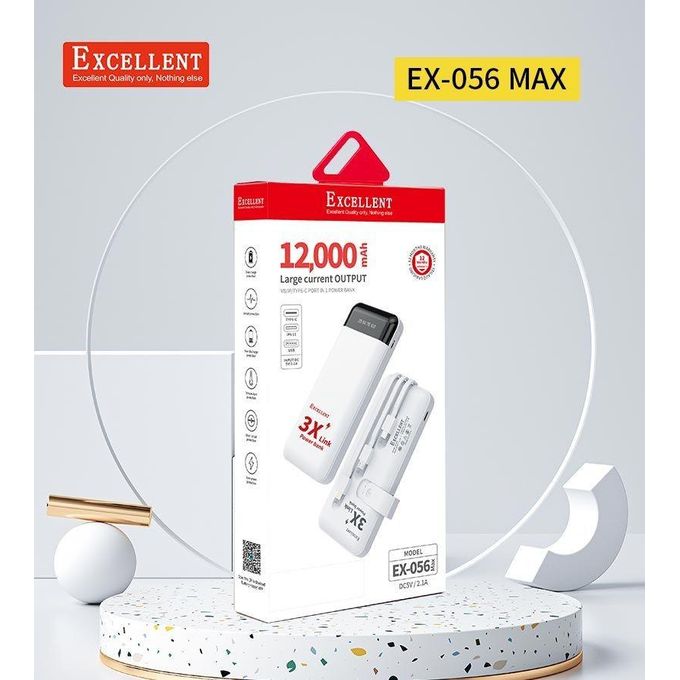 12000mAh Power Bank (EX-056) – Fast Charging, Dual USB, High-Capacity Excellent Original