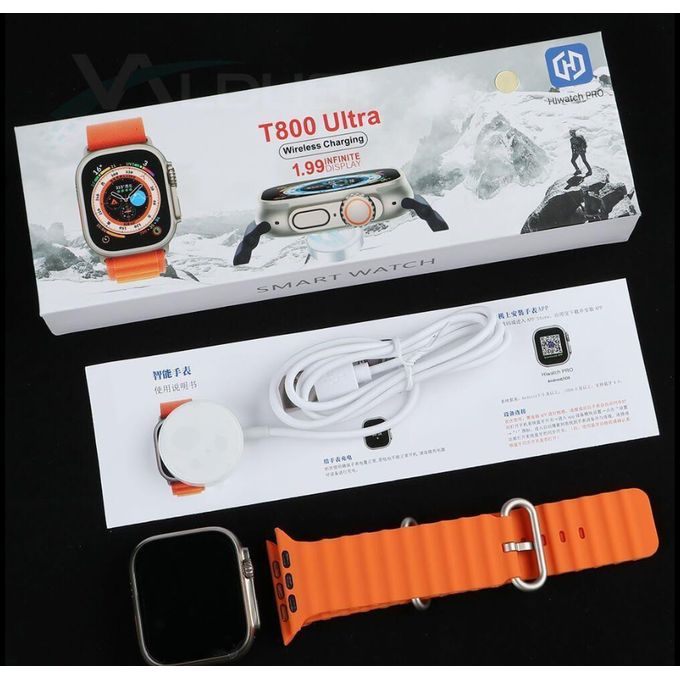 Smart Watch T800 Ultra Series 1.9inch Display For Men Women (Answer/Make Call), IP4 Waterproof, 123 Sports Modes, 8 Unique UI Interactions, SpO2, 24/7 Heart Rate Tracking, Sleep Monitor, Pedometer, Ac