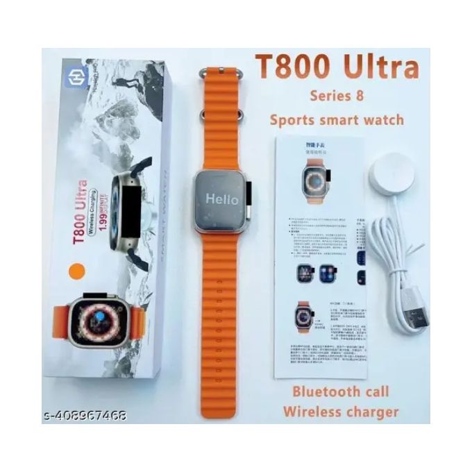 Smart Watch T800 Ultra Series 1.9inch Display For Men Women (Answer/Make Call), IP4 Waterproof, 123 Sports Modes, 8 Unique UI Interactions, SpO2, 24/7 Heart Rate Tracking, Sleep Monitor, Pedometer, Ac