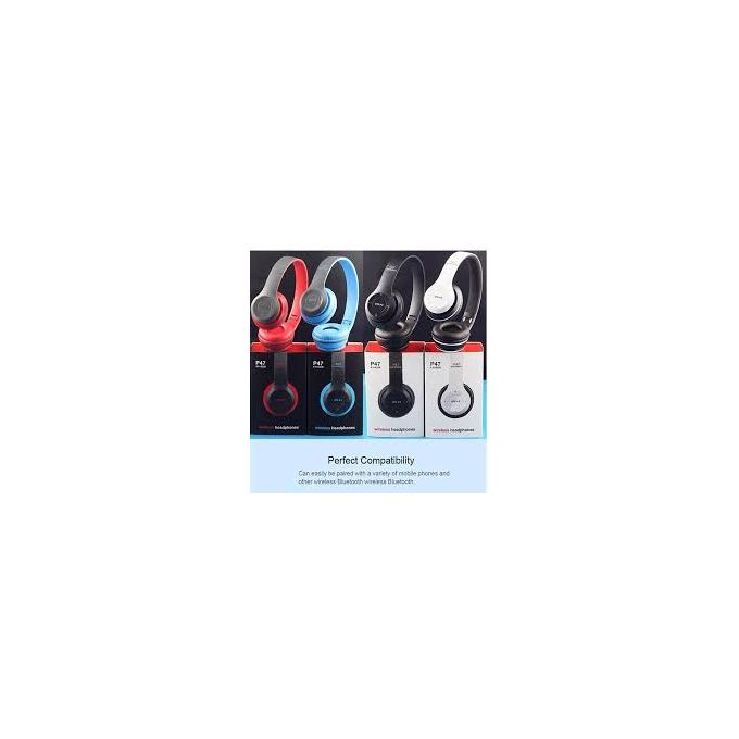 P47 Wireless Bluetooth Headphone With Microphone Foldable Headsets Bass HiFi Sound Music Stereo Earphone For Smartphones TV Game High Quality P47 Wireless Bluetooth Earphone/Headphone/Speaker