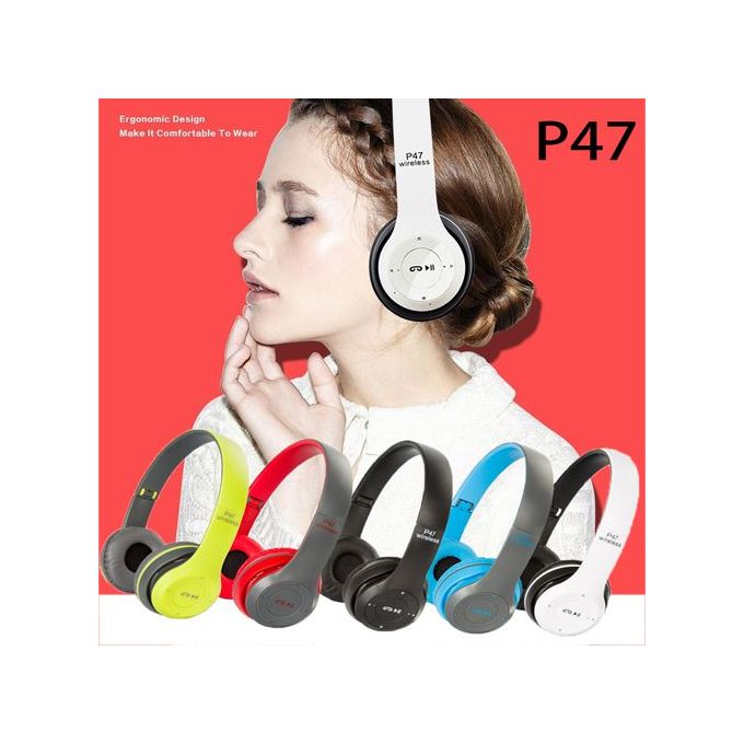 P47 Wireless Bluetooth Headphone With Microphone Foldable Headsets Bass HiFi Sound Music Stereo Earphone For Smartphones TV Game High Quality P47 Wireless Bluetooth Earphone/Headphone/Speaker