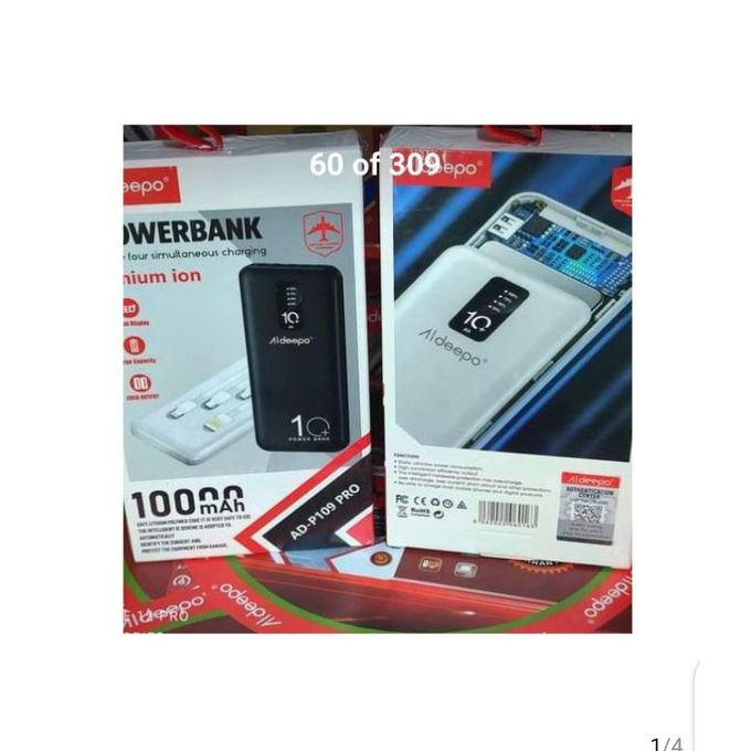 Aldeepo AD P800 10000mAh Power Bank Digital display powerbank LED Light Fast charging original portable Same time 4 device charging 4 cable Smartphone iphone power bank