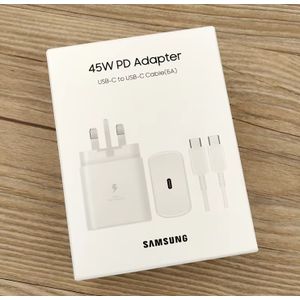 Samsung 45W Super Fast Charging 2.0 Complete Charger with Type-C to Type-C Cable, 3-Pin USB-C PD Fast Charge Adapter for Galaxy S Ultra, Note Series & Tablets