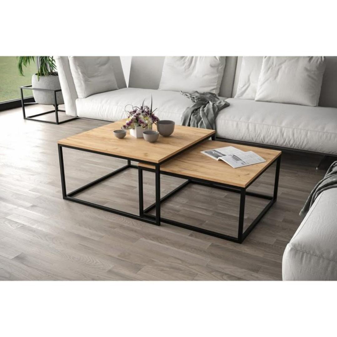 Elegant nesting tables with metal frame